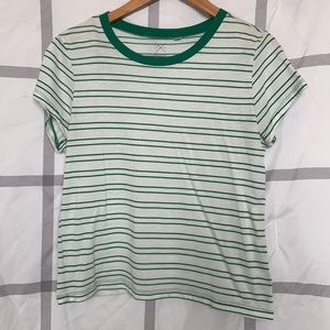 white and green stripped pacsun cropped t-shirt